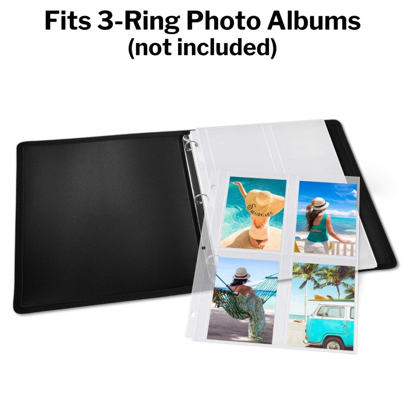 Dunwell Photo Album Page Refill - (3.5x5  100 Pack)  for 800 Pictures  3-Ring Binder Photo Pockets  Each 4-Pocket Photo Page Holds 8 Pictures  3.5 x 5 Photo Protectors or 3.25x5.25 Seed Binder - Image 3